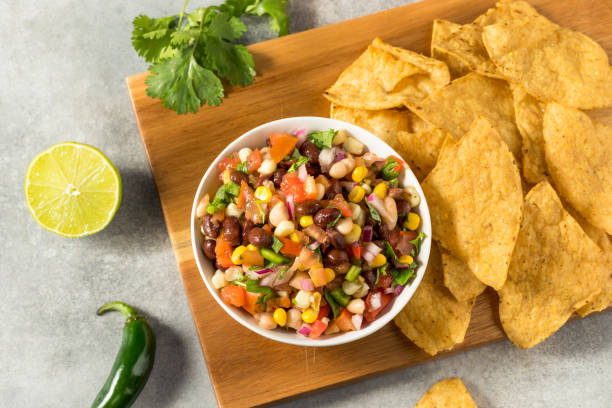 homemade organic cowboy caviar dip - texas caviar stock pictures, royalty-free photos & images