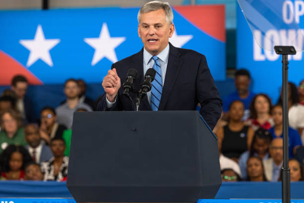 North Carolina Attorney General Josh Stein speaks in support of Democratic U.S. Presidential candidate Vice President Kamala Harris at the Hendrick...