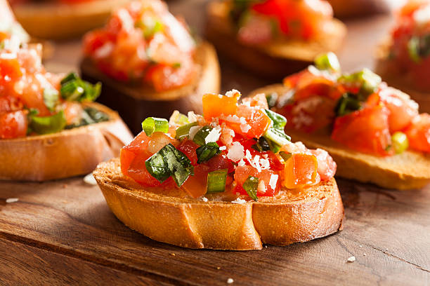 homemade italian bruschetta appetizer - bruschetta stock pictures, royalty-free photos & images