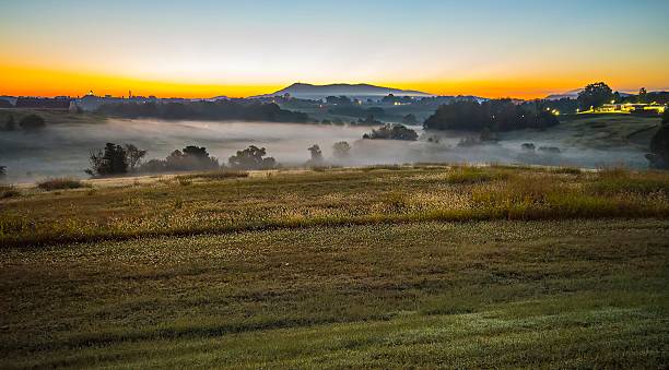 sunrise landscape over morganton town in north carolina - burke county nc stock pictures, royalty-free photos & images